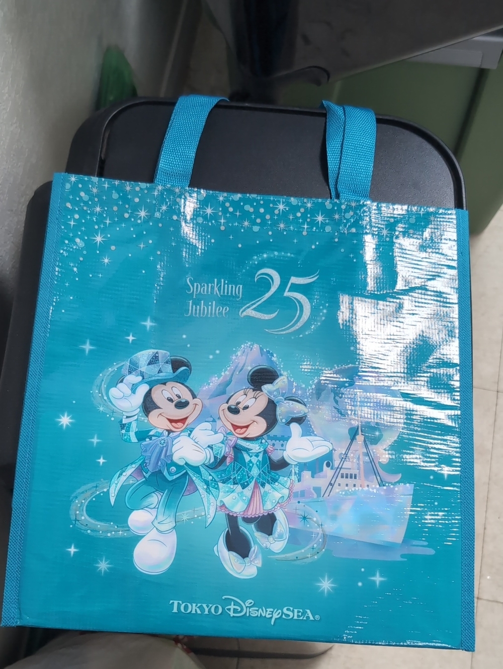Sparkling Jubilee 25 Blue Tote Bag featuring Mickey & Minnie Disney Tokyo Sea